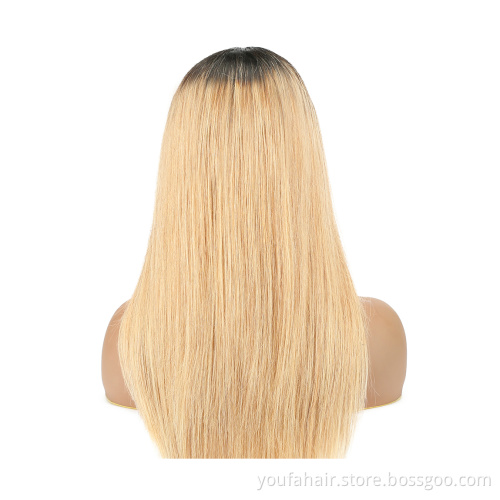 12A Brazilian Virgin Human Hair Colored Ombre 1B 27 Blonde 4x4 HD Lace Front Wig Pre Plucked Remy Transparent Lace Closure Wigs